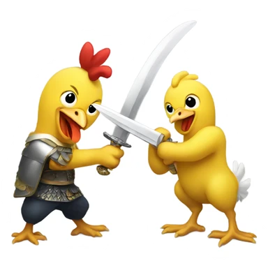 Chickens sword fighting using bananas sticker