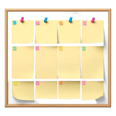 bulletin board with just a few sticky notes pinned to it, minimal sticker