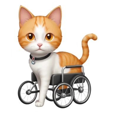 full body small short hair ginger and white cat with orange eyes walking in a wheelchair for cats sticker