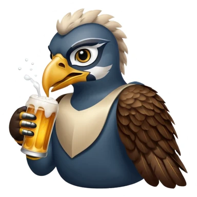 Seahawk bird drinking beer sticker