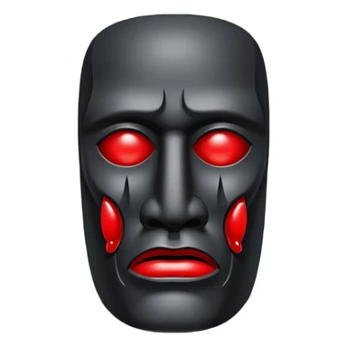 A cursed black obsidian Moai mask with red blood tears sticker
