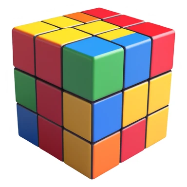 a Rubik's cube, realistic shading, 3D emoji style sticker