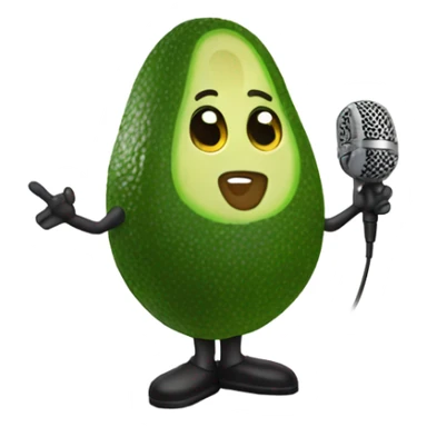 avocado with mic sticker