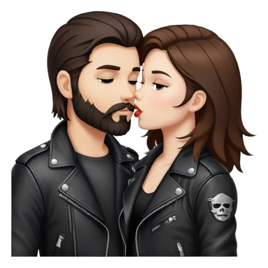 A rocker girl with kissing a brunette boy with a beard and leather jacket  sticker