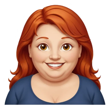 obese; older 50's ; long red hair ; women hazel eyes sticker