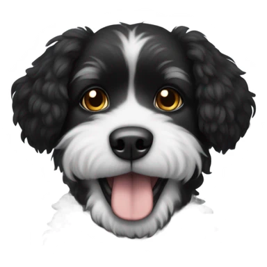 Black fluffy dog with white patch on chest sticker