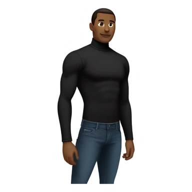 muscle fit black turtleneck shirt sticker