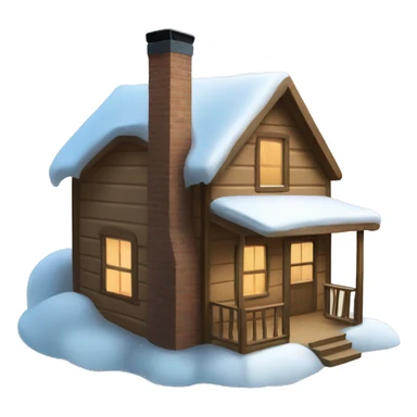 Beige cabin with snow and smoke in the chimney sticker