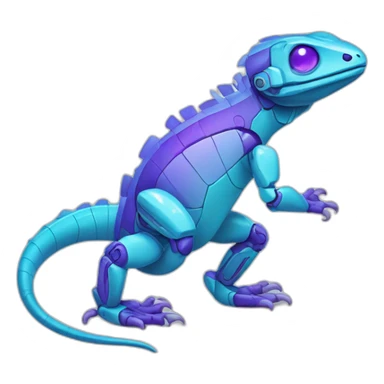 light blue and violet robotic lizard sticker