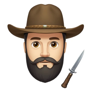 a western earl with full beard, wearing hat, having blade sticker