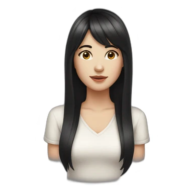 white woman long black hair with bangs dark brown eyes sticker