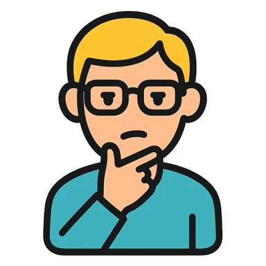 an intellectual person with glasses and a thoughtful expression sticker