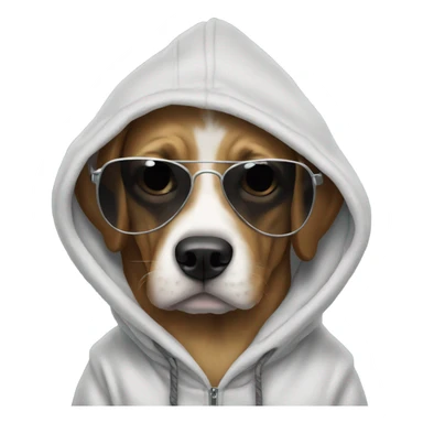 Dog wearing a hoodie and sunglasses sticker