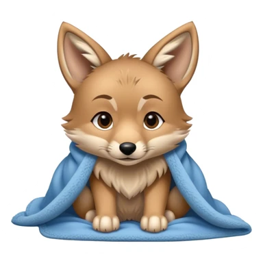 Cute, Disney-style coyote pup cozy in blanket sticker
