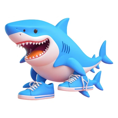 shark with four legs and blue sneakers sticker