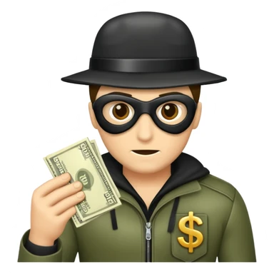 Robber with money na mão direita  sticker