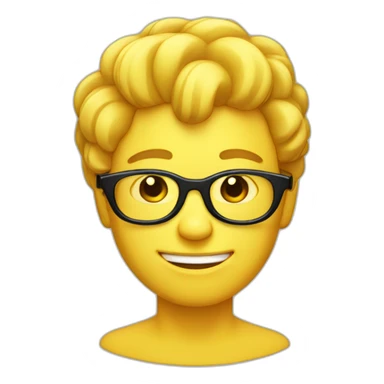 Yellow circle head With a cheerful expression with black eyes black glasses Hair on the head iOS version  sticker