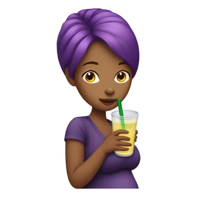 Pregnant Person with purple hair drinking a drink  sticker