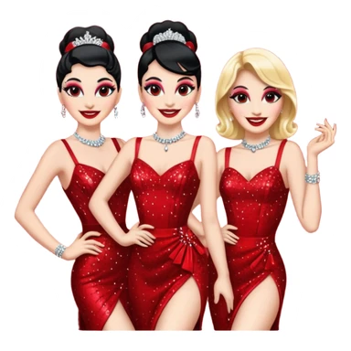 cabaret dancers in red sticker