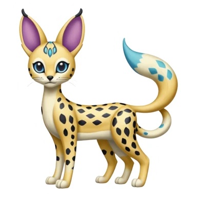 Colorful Marked Randomly Patterned Exotic Meloetta-Serval-Cresselia-Palkia-Stitch-Fakémon-creature-hybrid sticker