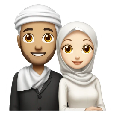 Girl with white hijab and islamische man with white Skin Married  sticker