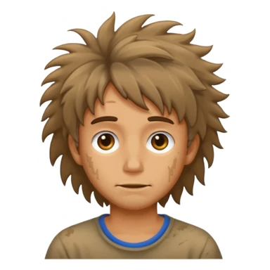 messy scruffy hair bum face sticker