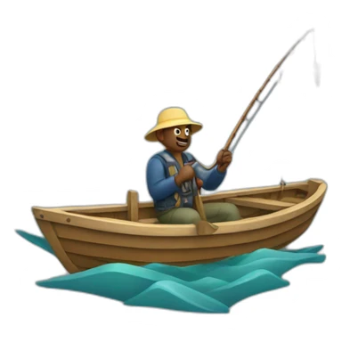 fisherman on a boat with a hook sticker