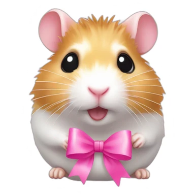 hamster with extension lashes and pink ribbon sticker