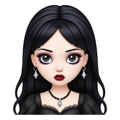 gothic pretty bratz baddie, black hair sticker