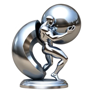 sorayama Sisyphus carrying big sphere on his back sculpture sticker