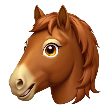 Cinematic Comical Chestnut Horse Portrait Emoji, Head tilted dramatically with an exaggeratedly amused expression, featuring a striking chestnut fur with a glossy finish and wide, expressive amber eyes filled with playful disbelief, Simplified yet hilariously expressive features, highly detailed, glowing with a slightly sassy glow, high shine, dramatic yet playful, stylized with an air of cheeky mischief, bright and endearing, soft glowing outline, capturing the essence of a spirited and over-the-top horse, so meme-worthy it feels like it could side-eye its way into internet fame instantly! sticker