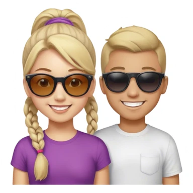 sunglasses and smiles with girl with pony tales and boy sticker