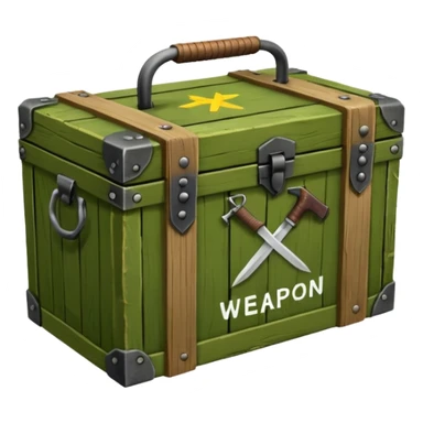 green military wooden box with with an inscription weapon sticker
