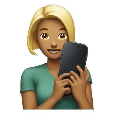 woman showing big phone sticker