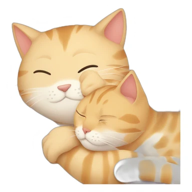 asian cat snuggeling blonde boyfriend cat in bed for sleep sticker