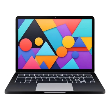 framed digital laptop artwork with abstract vector shapes inside sticker