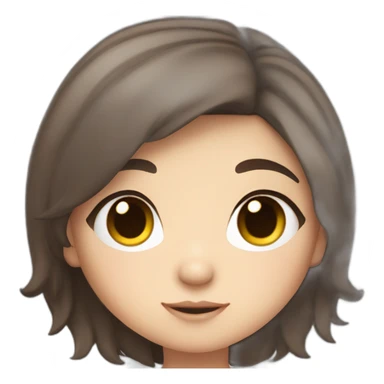 chibi cartoon girl with dark brown hair and freckles sticker