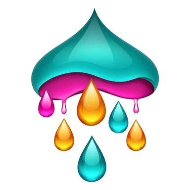#LiquidIntell flowing raindrop in deep jade teal, neon cyan, and accents of golden amber and fuchsia sticker