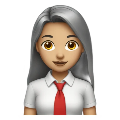 girl wearing a white polo and red necktie and grey skirt sticker