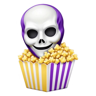 Glitter purple and yellow popcorn with ghostface mask in packaging sticker
