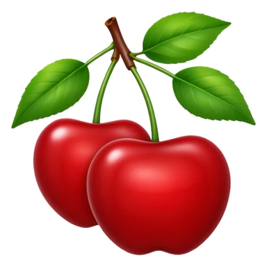 Red cherry with green leaves sticker