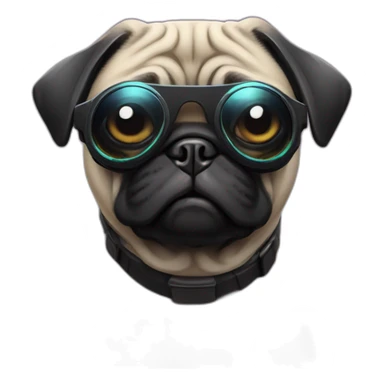 pug with black sunglasses and wearing a cyberpunk suit sticker