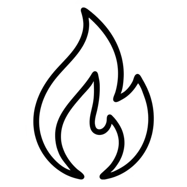 stylized flame, simple and bold outlined icon sticker