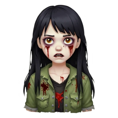 girl zombie with black long hair and bangs sticker