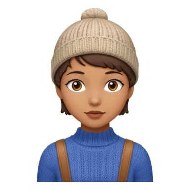 Girl pixiecut Hair Brown knitted wool cap piece of clothing sticker