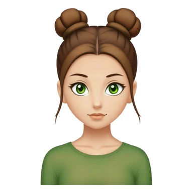 green eyed girl with brown top bun sticker