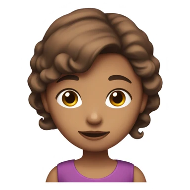 girl on the phone, no view of face, mysterious, has red highlights in her brown hair, and is wearing a tight purple dress with a pink bow sticker