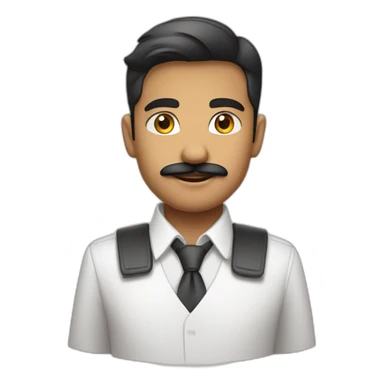 indian white tone boy as a Businessman in plain white shirt with sleeve up and mustach sticker