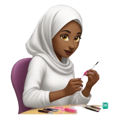 Cute-Muslim-girl-painting-her-nails-with-nail polish sticker