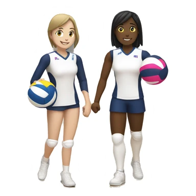 two Passionate volleyball player, one male and other female standing with a mikasa v200w ball sticker